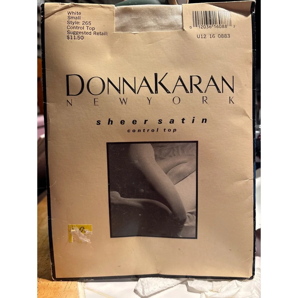 Donna Karan Sheer Satin Tights Women Small White NEW Control Top Style‎ 265